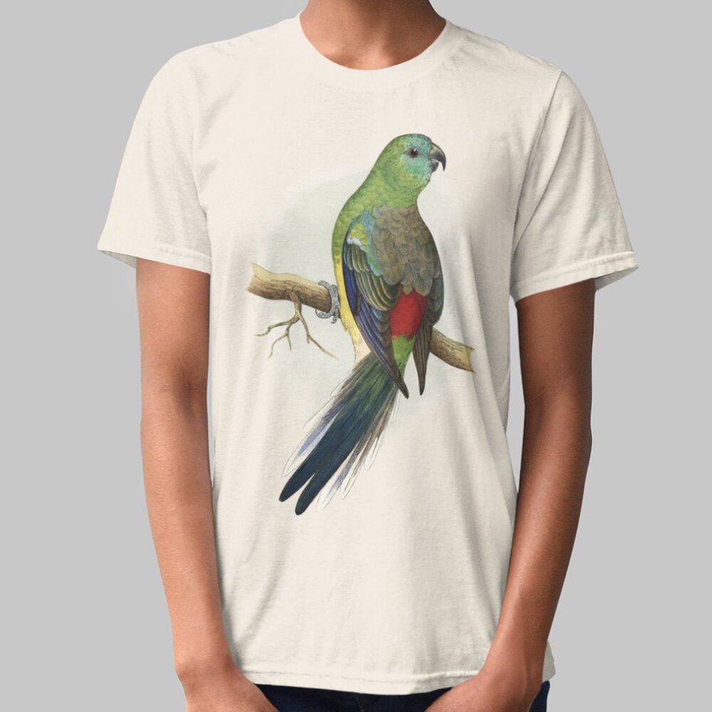 Red-Rumped Parrot Vintage Print Short Sleeve Graphic Tee T-shirt S M L XL